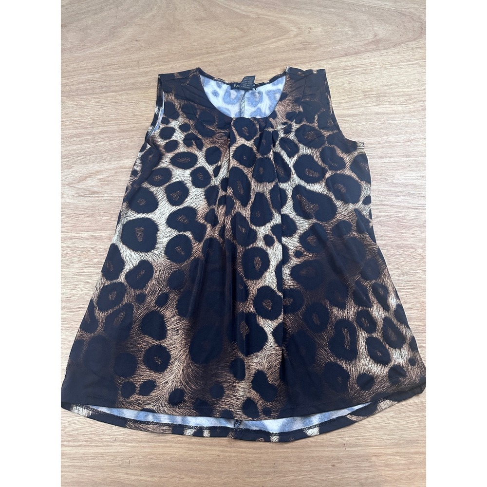 Susan‎ Lawrence Leopard Print Sleeveless Blouse Women Small Stretch Top